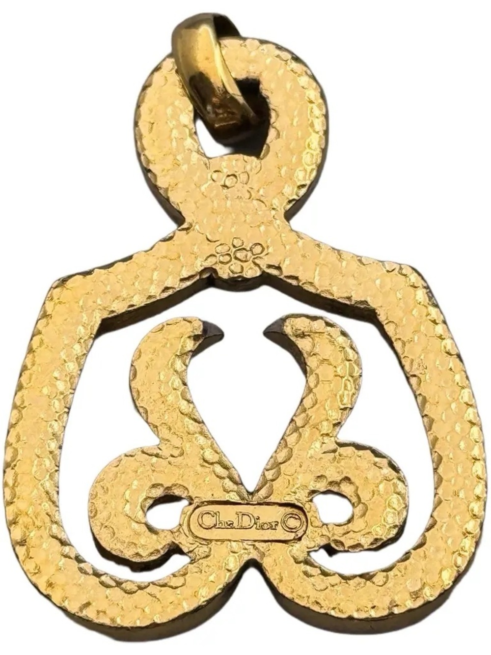 Dior Textured Gold Fleur Motif Pendant Necklace - Picture 2 of 4